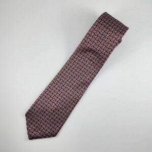 Lauren Ralph Lauren | LRL | 100% Silk Tie | Red/Navy Blue/Silver